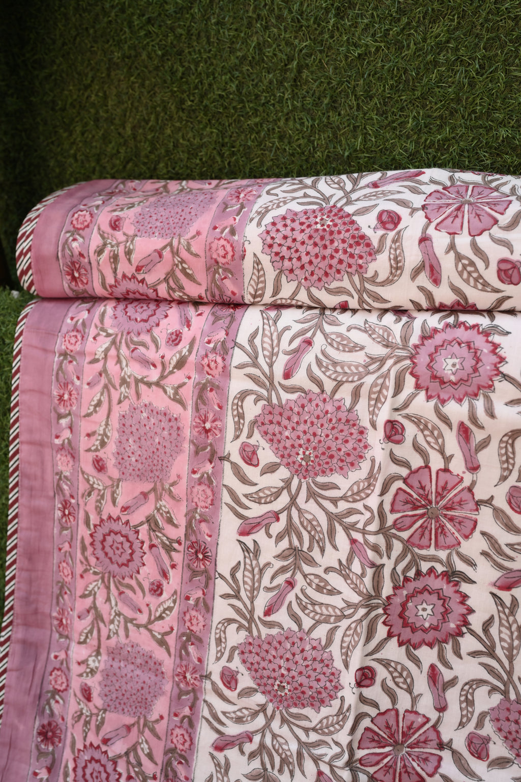 Rose Garden Hand-Block Printed Pure Cotton Summer Dohar 60x90