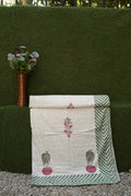 Soft Sage Floral Motif Hand-Block Printed Pure Cotton Summer Dohar 60x90