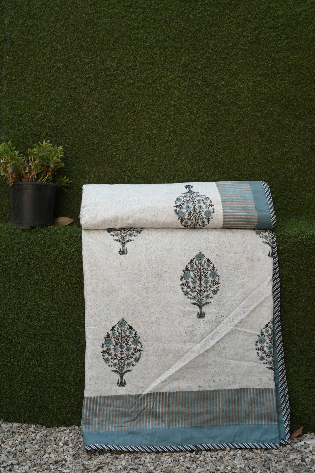 Ocean Bloom Hand-Block Printed Pure Cotton Summer Dohar 90x108