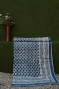 Indigo Ocean Floral Hand-Block Printed Pure Cotton Summer Dohar 60x90