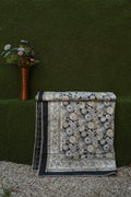 Midnight Floral Medallion Hand-Block Printed Pure Cotton Summer Dohar 60x90