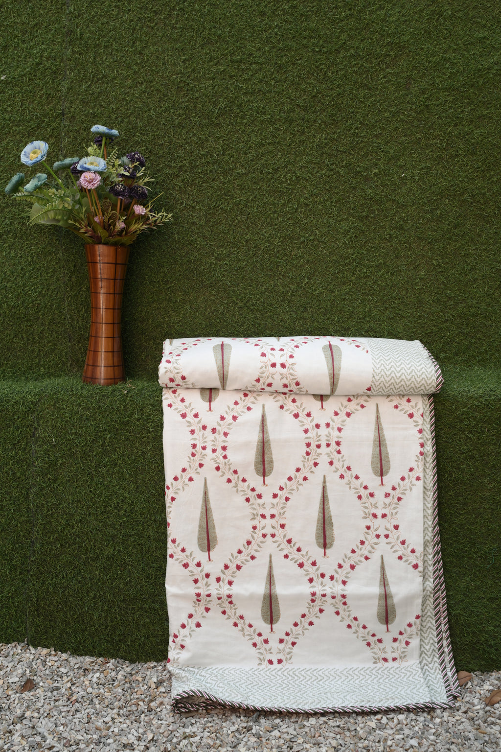 Cypress Garden Hand-Block Printed Pure Cotton Summer Dohar 90x108