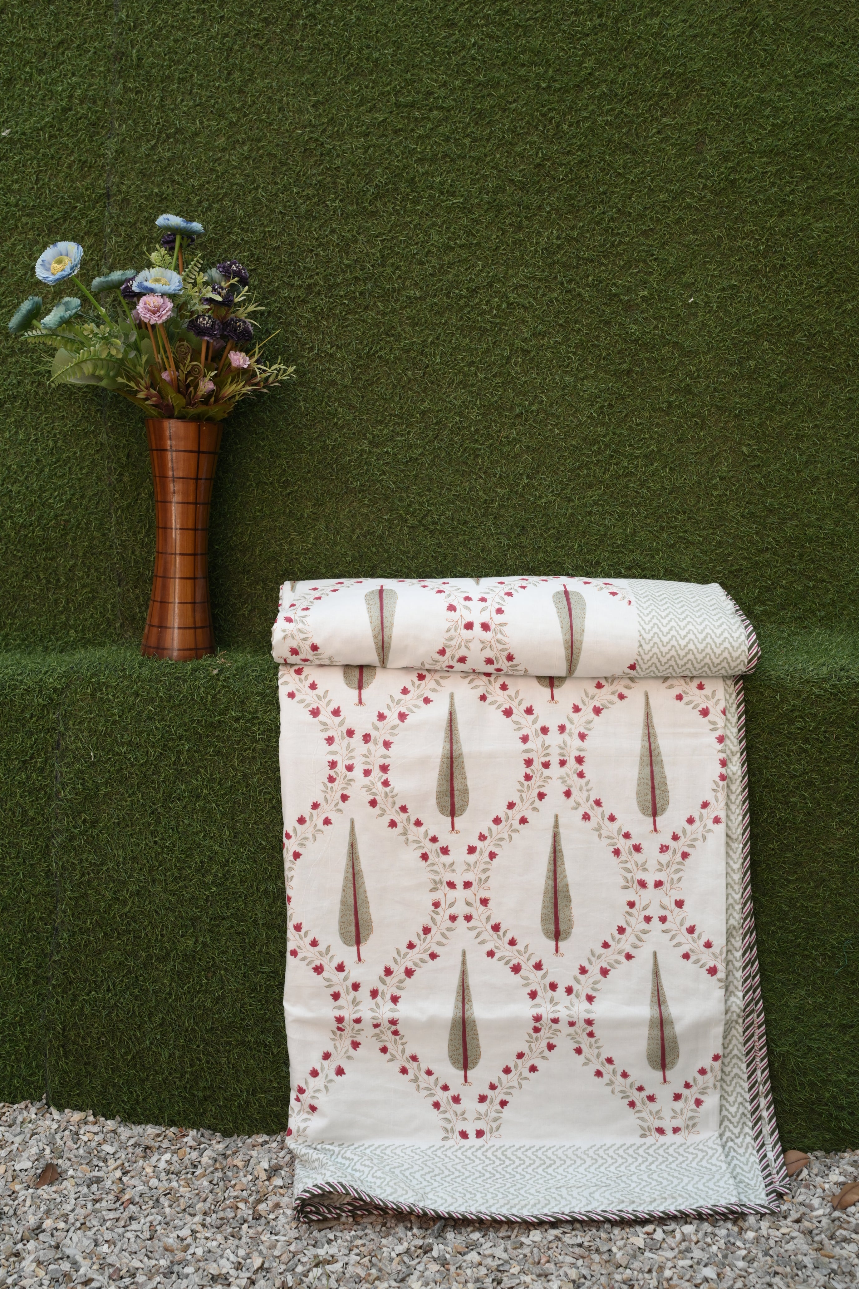 Cypress Garden Hand-Block Printed Pure Cotton Summer Dohar 90x108