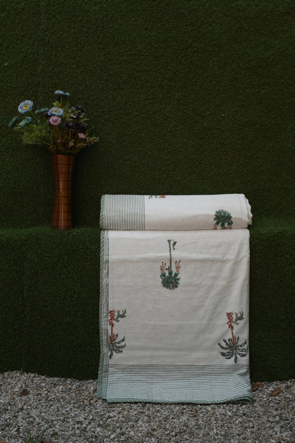Oasis Palm Hand-Block Printed Pure Cotton Summer Dohar 90x108