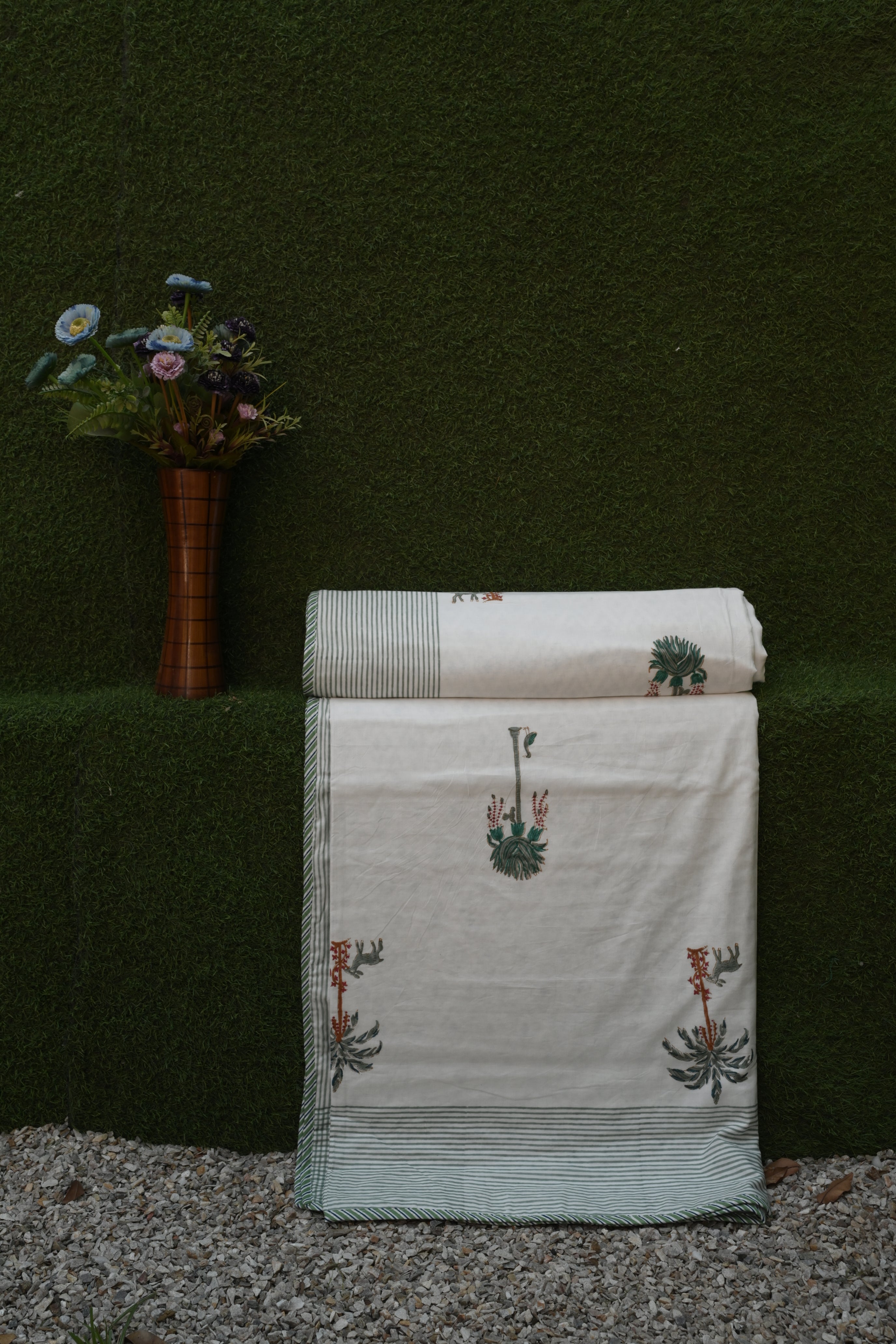 Oasis Palm Hand-Block Printed Pure Cotton Summer Dohar 90x108