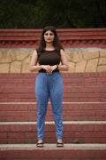 Slate Blue Tailored Pure Cotton Trousers