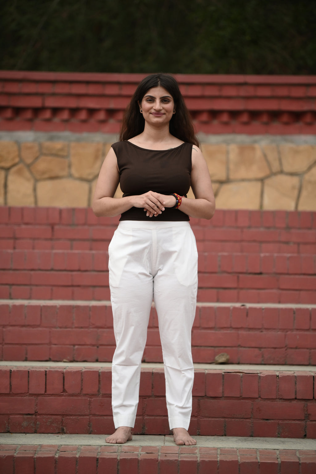 Classic White Tailored Pure Cotton Trousers