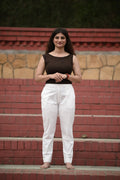 Classic White Tailored Pure Cotton Trousers