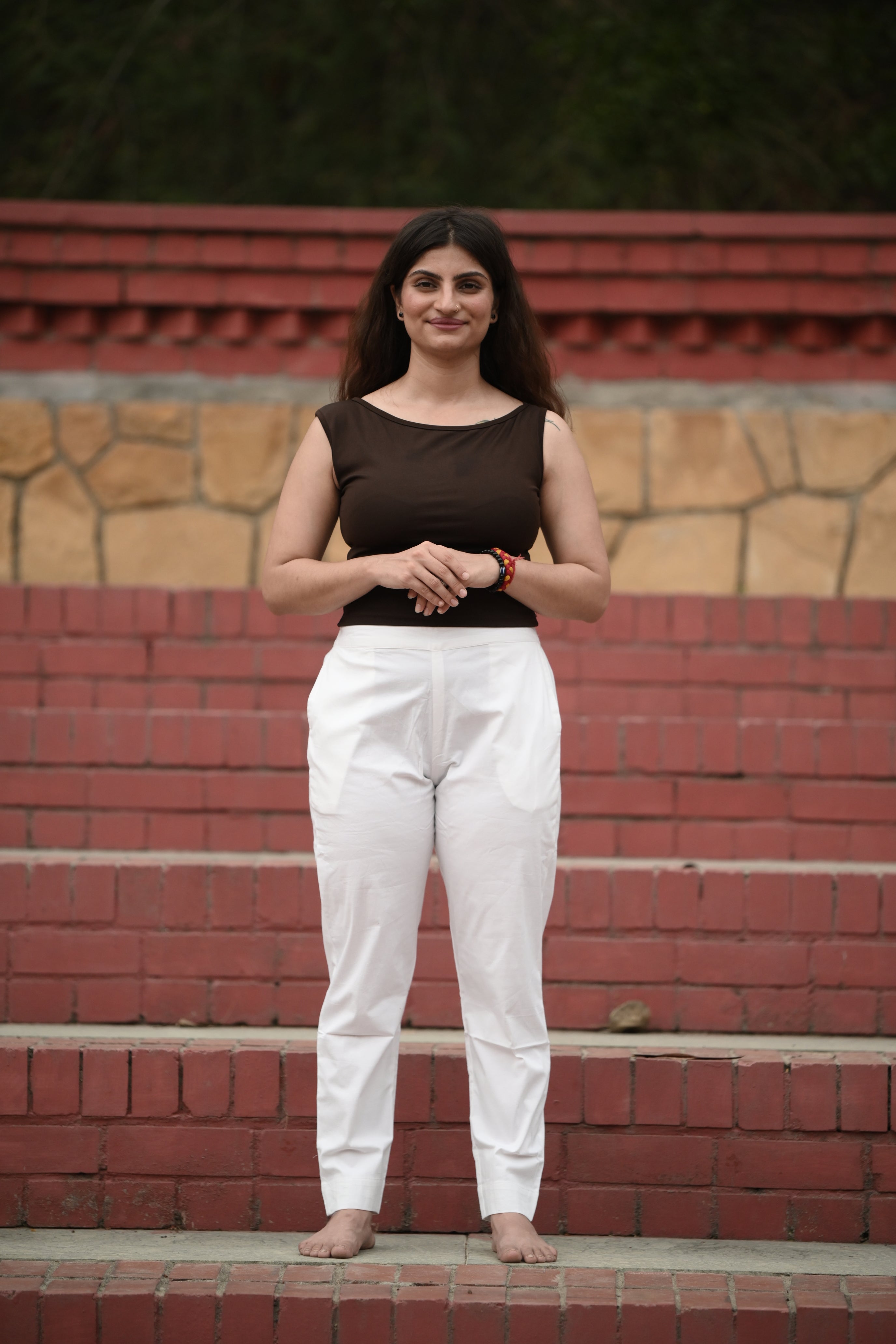 Classic White Tailored Pure Cotton Trousers