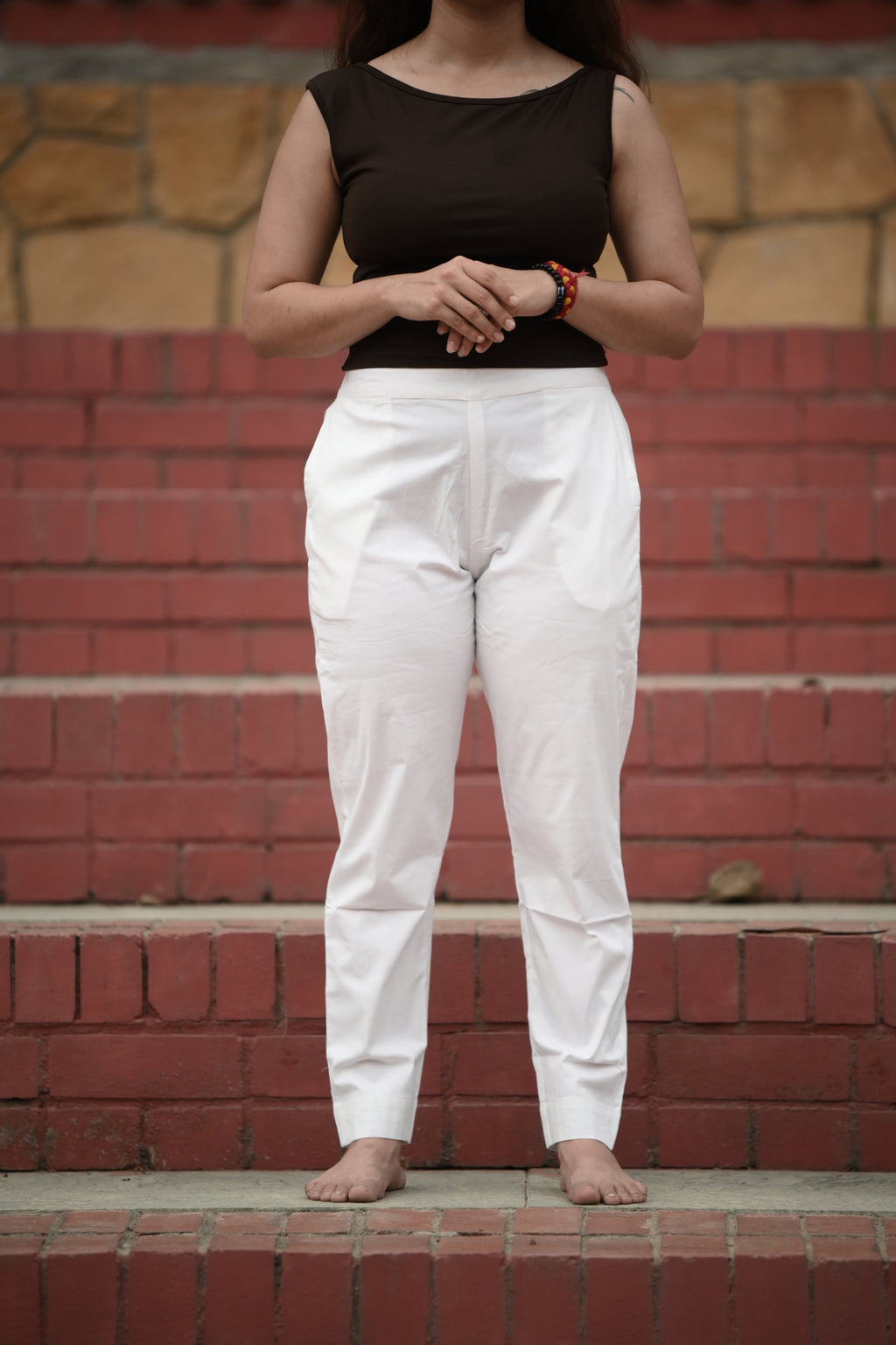 Classic White Tailored Pure Cotton Trousers