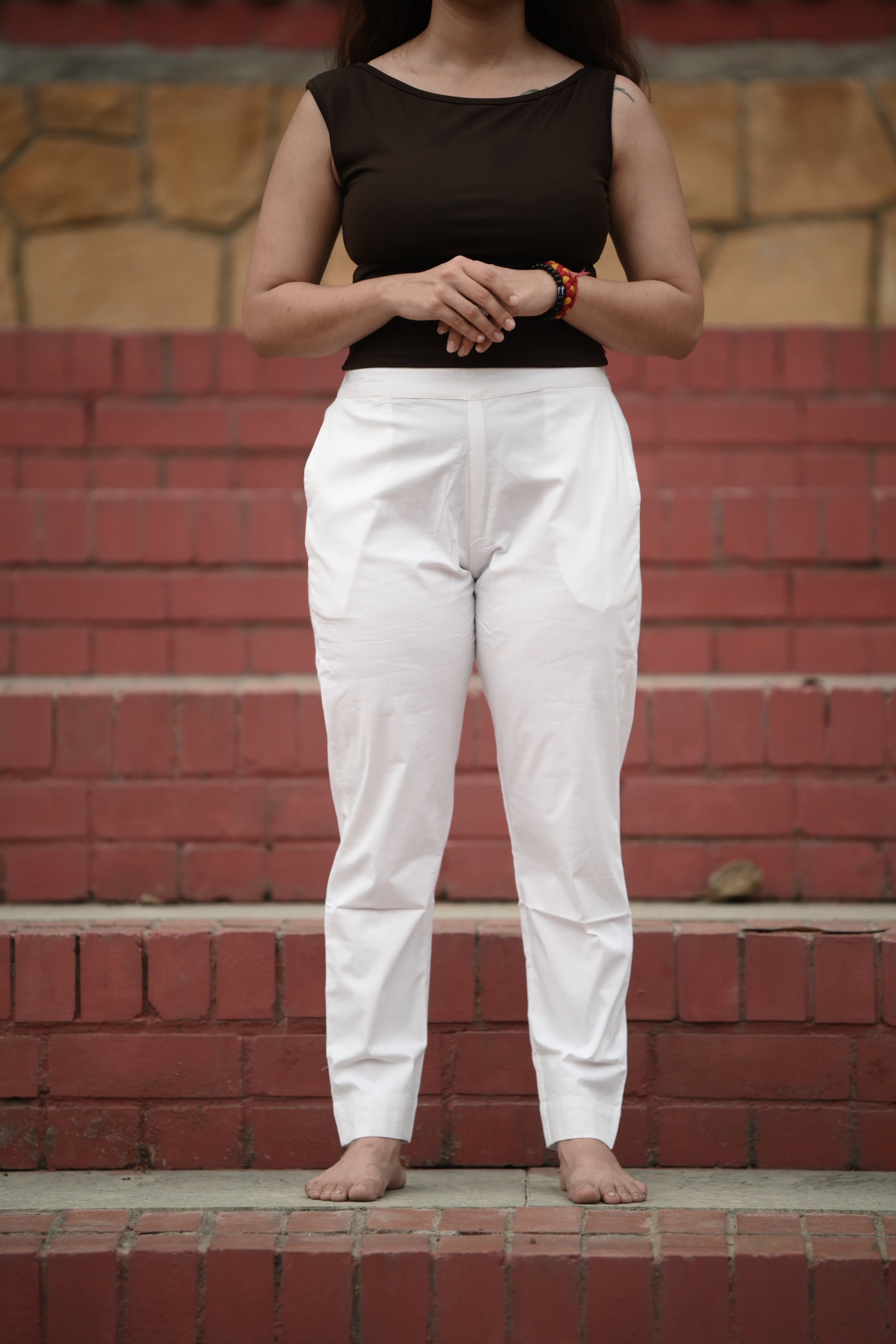 Classic White Tailored Pure Cotton Trousers