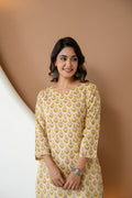 Sunlit Bloom Hand-Block Printed Cotton Kurta Set